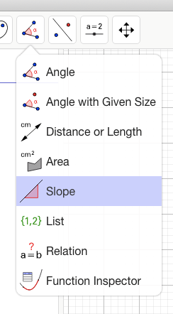 Slope tool in GeoGebra